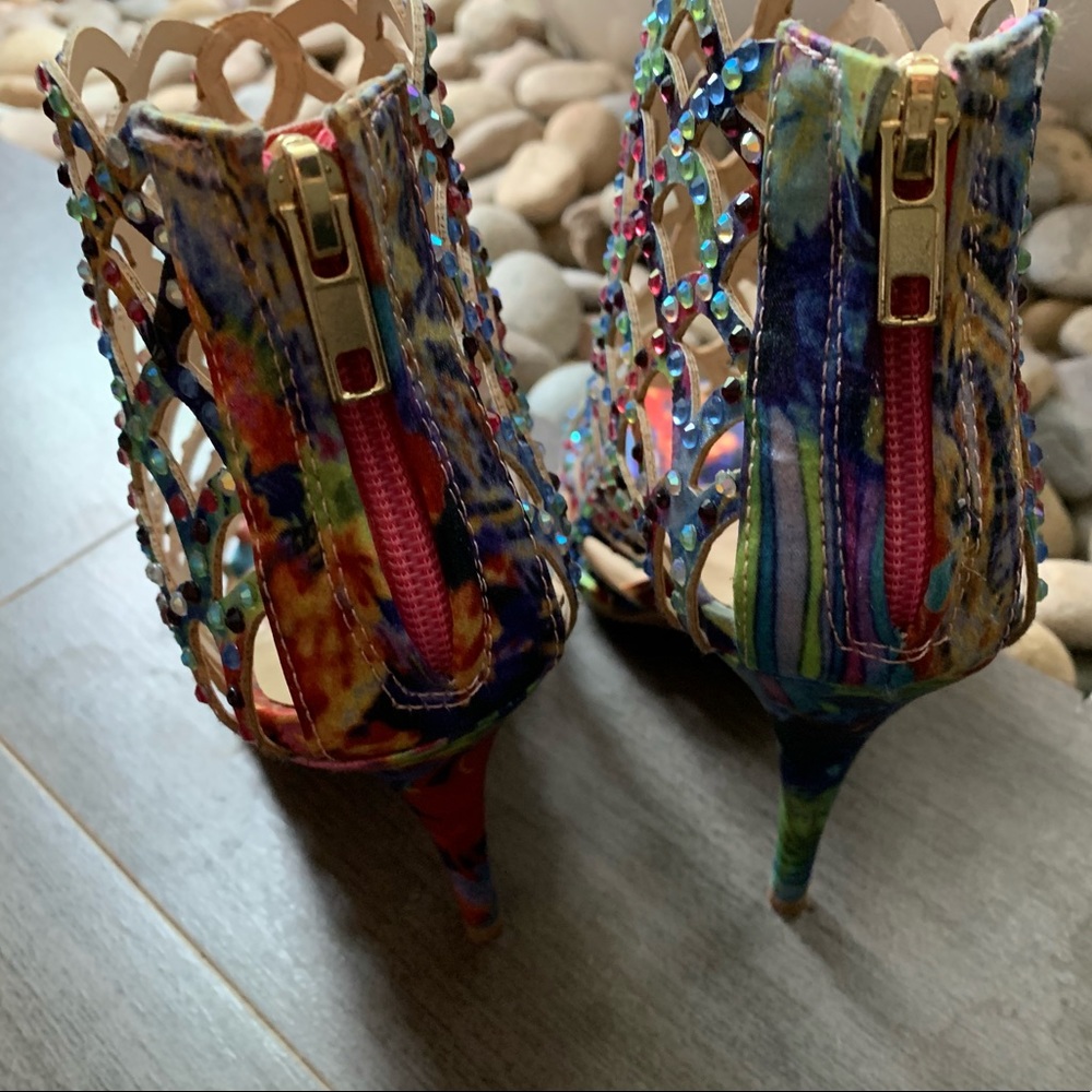 Multi-colored Rhinestone Heels - Picture 2 of 4